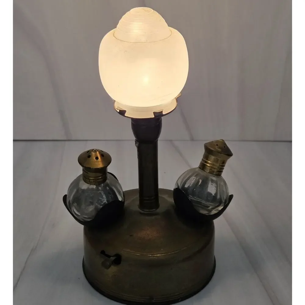 1960s MCM Accent Lamp Salt & Pepper Shaker Caddy